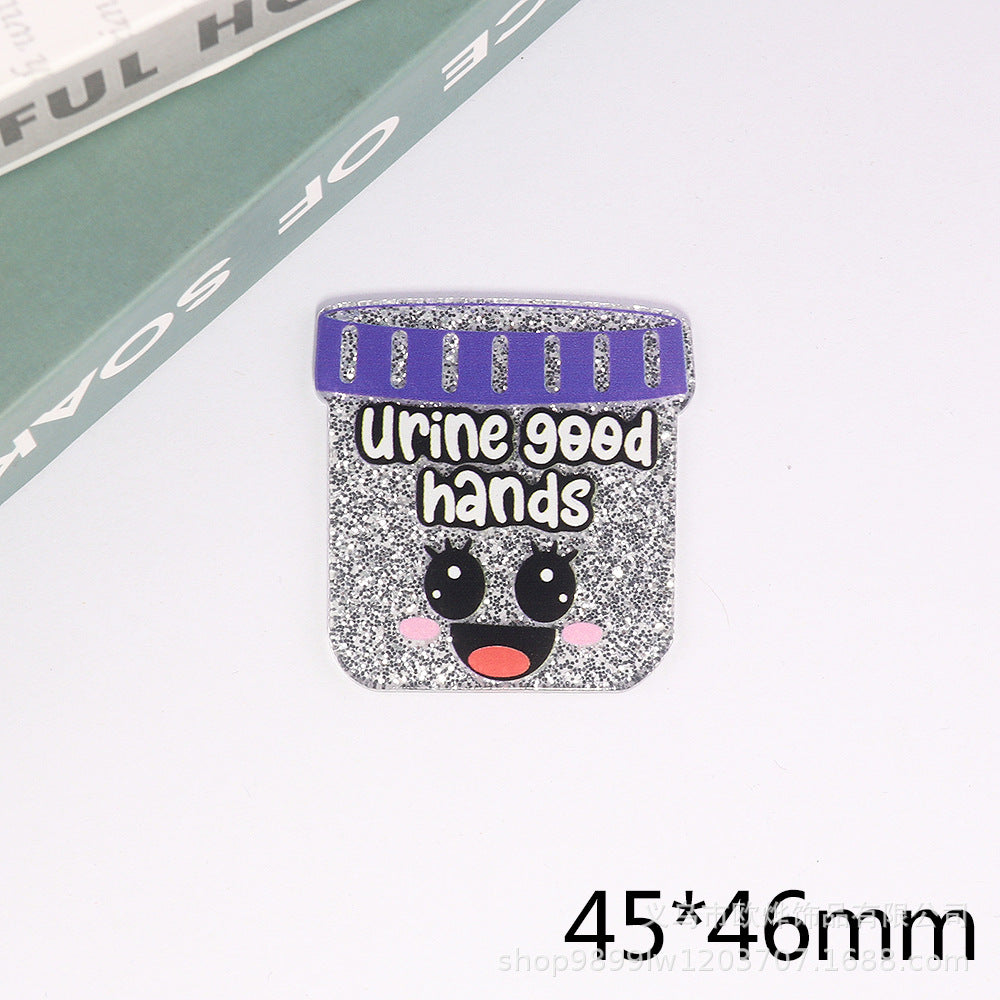 Wholesale 10pcs powder cartoon letter beverage love bag jewelry acrylic pin DIY patch accessories